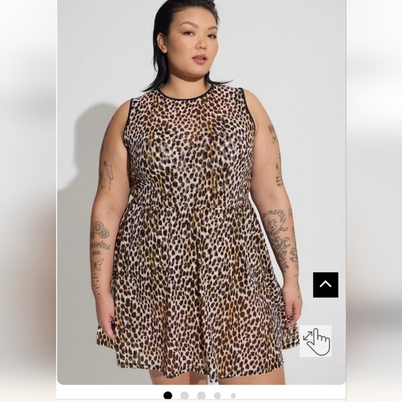 Torrid under wire long mesh overlay swim dress with brief -cheetah print 1x - Picture 9 of 9